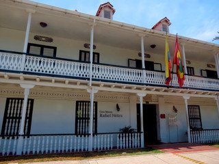 Cartagena / Colombia - 04 21 2018: Amazing view of the musuem house of Rafael Nuñez  