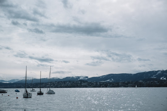 Panoramic view Zurich lake