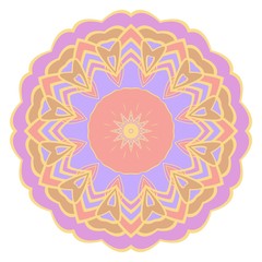 Ethnic floral ornamental mandala. Decorative art-deco design element. Hand drawn color vector illustration