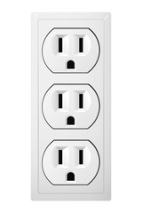 Triple electrical socket Type B. Power plug vector illustration. Realistic receptacle from Japan.