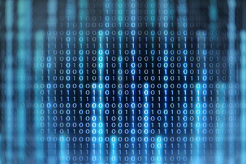 Rise of the AI age. artificial intelligence data transfer. Digital concept, high tech defocused blue and green light background.