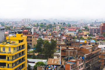 Naklejka premium Panorama view over Kathmandu city from Swayambhunath temple complex, Nepal.