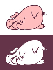 Cute sleeping pig character