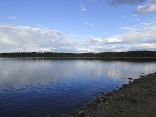 Summer landscape: a serene Sunny day on the lake