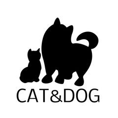 Cat and dog black silhouettes
