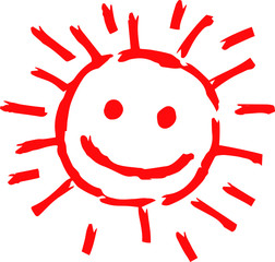 Red Hand-painted sun illustration