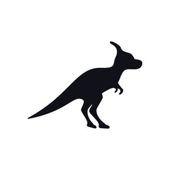 Parasaurolophus black silhouette on white