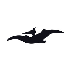 Pterosaurs black silhouette on white