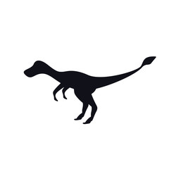 Velociraptors black silhouette on white