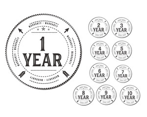 1 years warranty icon stamp