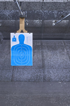 Paper shooting target at the gun range
