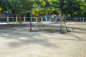 Small soccer on the field at the villages.