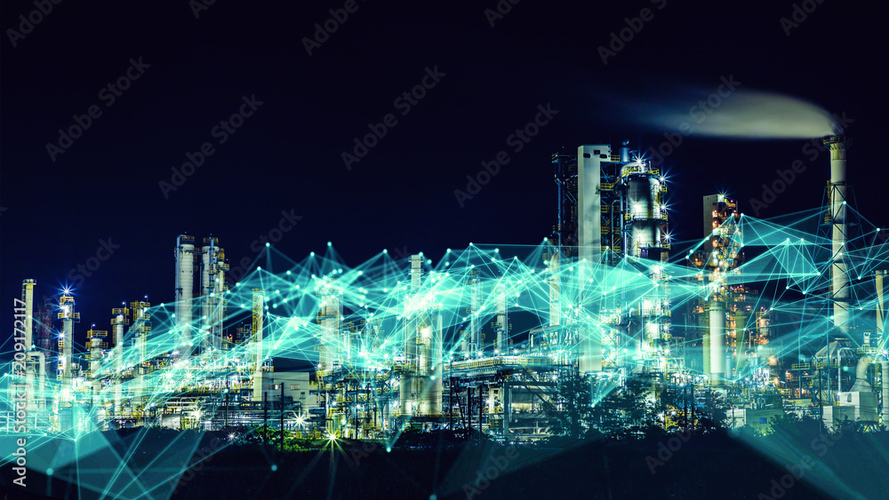 Poster smart factory concept. communication network. industry4.0