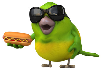 Fun green bird - 3D Illustration