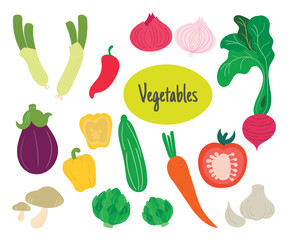 set of vegetables hand drawn vector