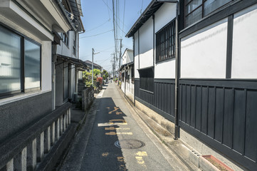 A narrow street with Japanese traditional houses in countryside of Japan