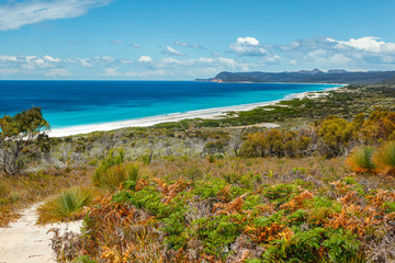 The endless white beaches on the Tasmania east coast