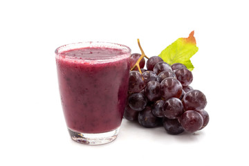 Glass of Grape juice smoothie on white background