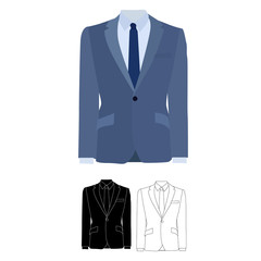 vector, isolated, male jacket on white background
