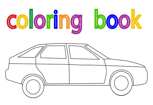 vector, isolated children's book coloring car
