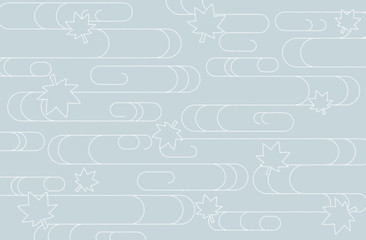 Japanese traditional pattern kimono cloud wave Maple background blue