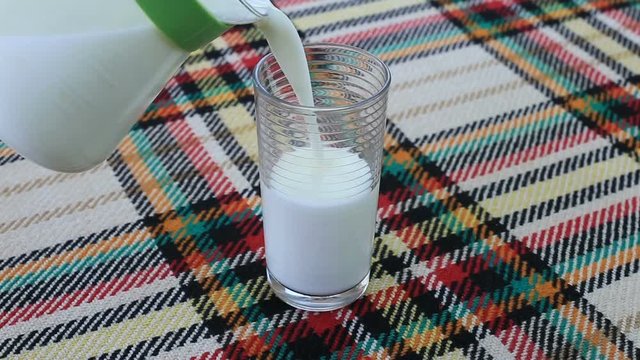 Poring ayran in a glass