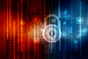 2d illustration Safety concept: Closed Padlock on digital background