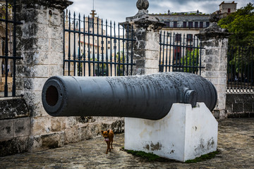 HABANA, CUBA-JANUARY 13: Old gun on January 13, 2018 in Habana, Cuba. Gun in Habana fortress