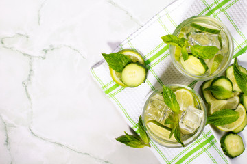 Fresh cucumber water with lime