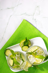 Fresh cucumber water with lime
