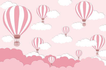 Roze ballon op heldere blauwe hemelachtergrond - Ballonkunstwerk voor Internationaal ballonfestival - illustratie