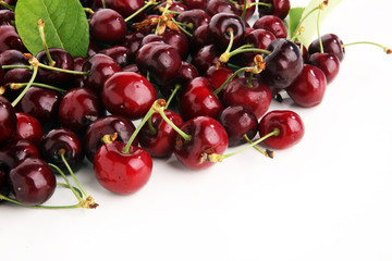 Cherry. Red fresh bunch of cherries on the table