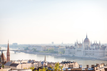 Cityscape view on the Budapest city with famous parliament building during the daylight in Hungary