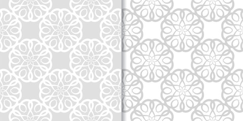 Light gray and white floral seamless ornaments