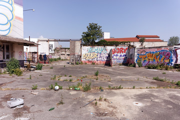 old industrial wasteland in Paris suburb