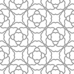 Naklejka premium Gray floral pattern on white. Seamless background