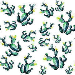 watercolour pattern of cactus