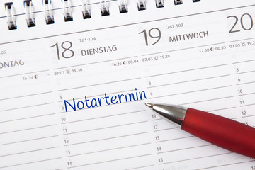 Eintrag im Kalender: Notartermin