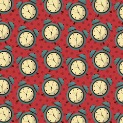 retro vintage alarm clock device pattern decoration vector illustration
