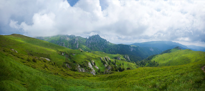 Panoramic view of Mount Ciucas on summer