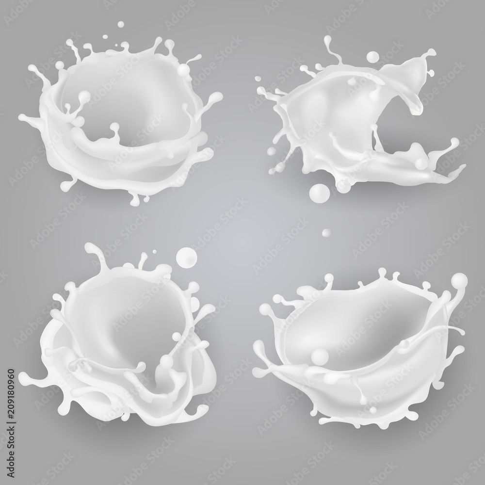 Wall mural set of milk splashes.