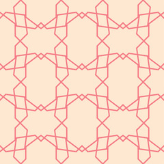 Fototapeta premium Red and beige geometric ornament. Seamless pattern