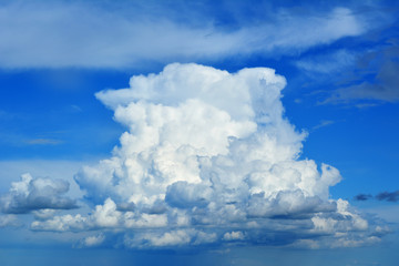 Naklejka na ściany i meble Large cumulus cloud looks like sky ship or air castle.