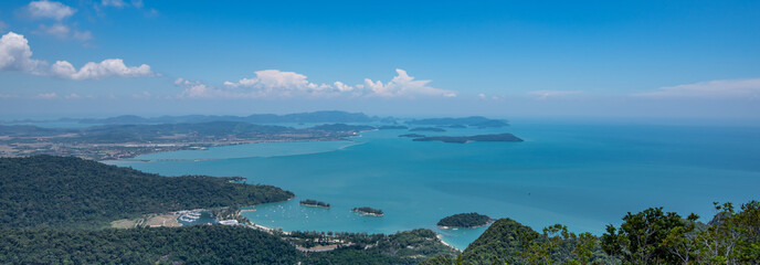 Panoramic view from the observation deck. Langkawi Island, Malaysia.