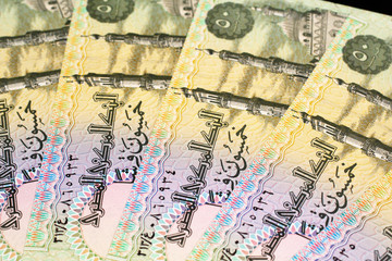 Colorful Egyptian currency and bank notes shot close up