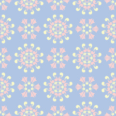 Pale blue seamless background. Floral pattern