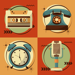 set of retro vintage devices vector illustration