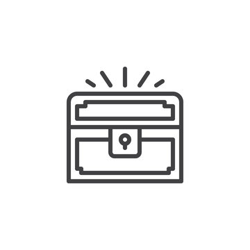 Treasure chest outline icon. linear style sign for mobile concept and web design. Closed pirate chest simple line vector icon. Symbol, logo illustration. Pixel perfect vector graphics