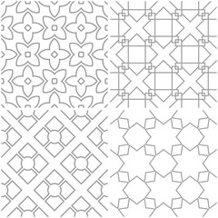 Geometric patterns. Set of light gray and white seamless backgrounds