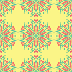 Fototapeta na wymiar Multi colored seamless floral background. Pink blue green and yellow pattern